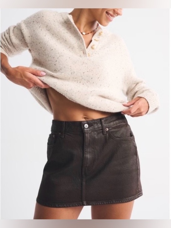 Abercrombie & Fitch Dresses & Skirts - 🤎 New 🤎 Brown Abercrombie & Fitch Curve Love Mid Rise Denim Mini Skirt